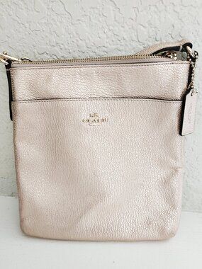 Like New Coach Gold/Pink Metallic Leather Crossbody Bag Purse